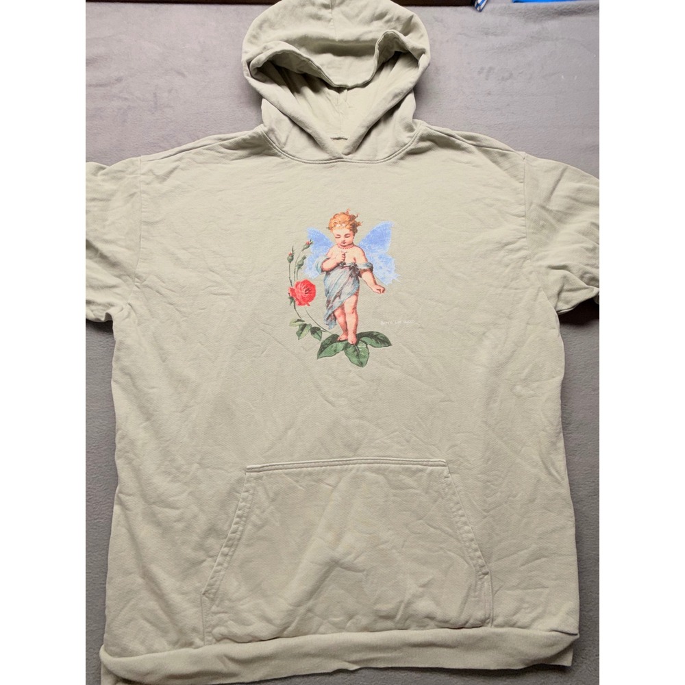 Boys Lie 2020 Cherub Angel‎ Graphic Hoodie Sage Green Quote Mens XL -FLAWED